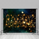 Aperturee - Aperturee Green Black Starry Sky Sparkle Gold New Year Backdrop